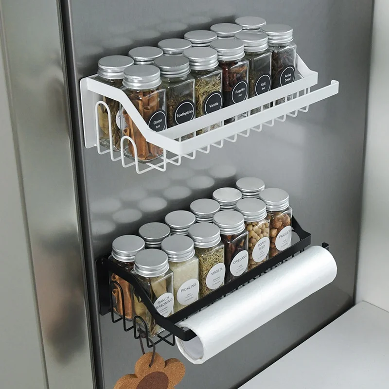 Kitchen refrigerator shelf, side storage washing machine shelf, cling film roll paper magnetic spice rack