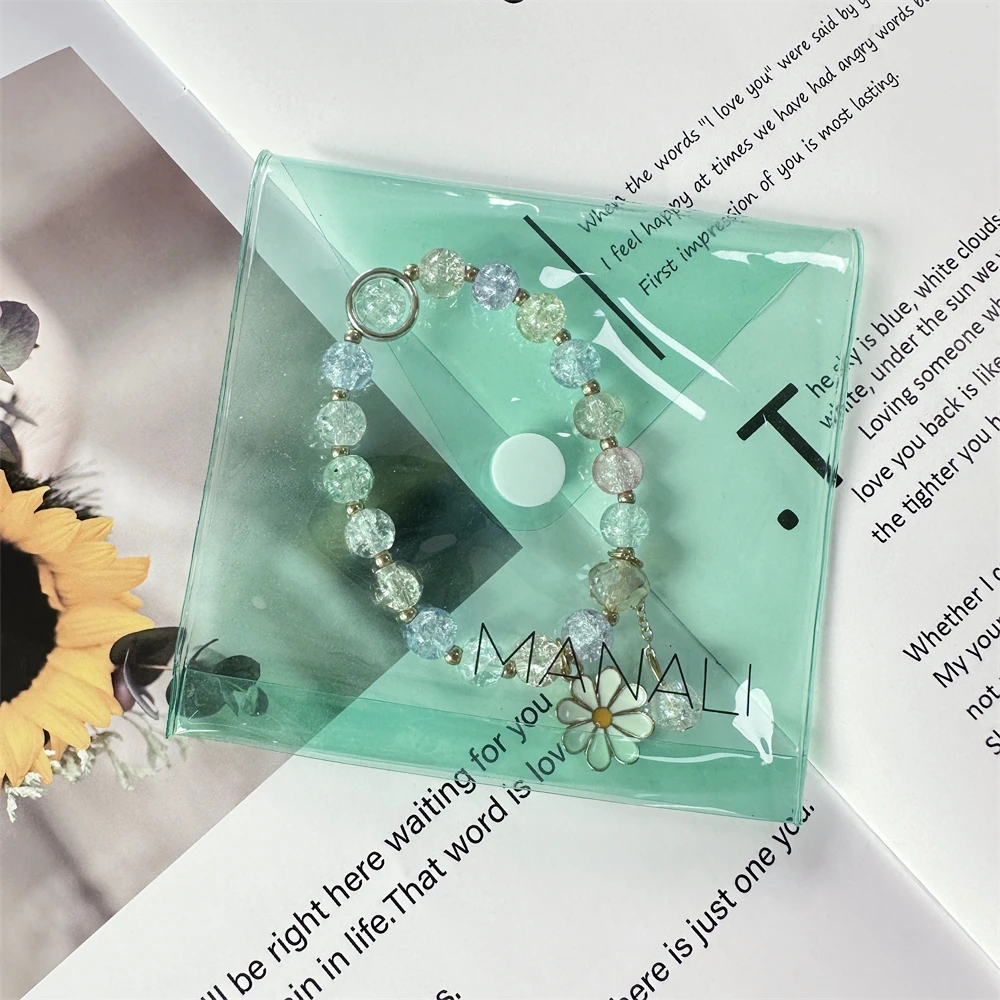 Luxury Custom Small Envelope Pouch Jewelry Packaging Bag With Button Printed Logo Clear Transparent Pvc Plastic Bag For Bracelet