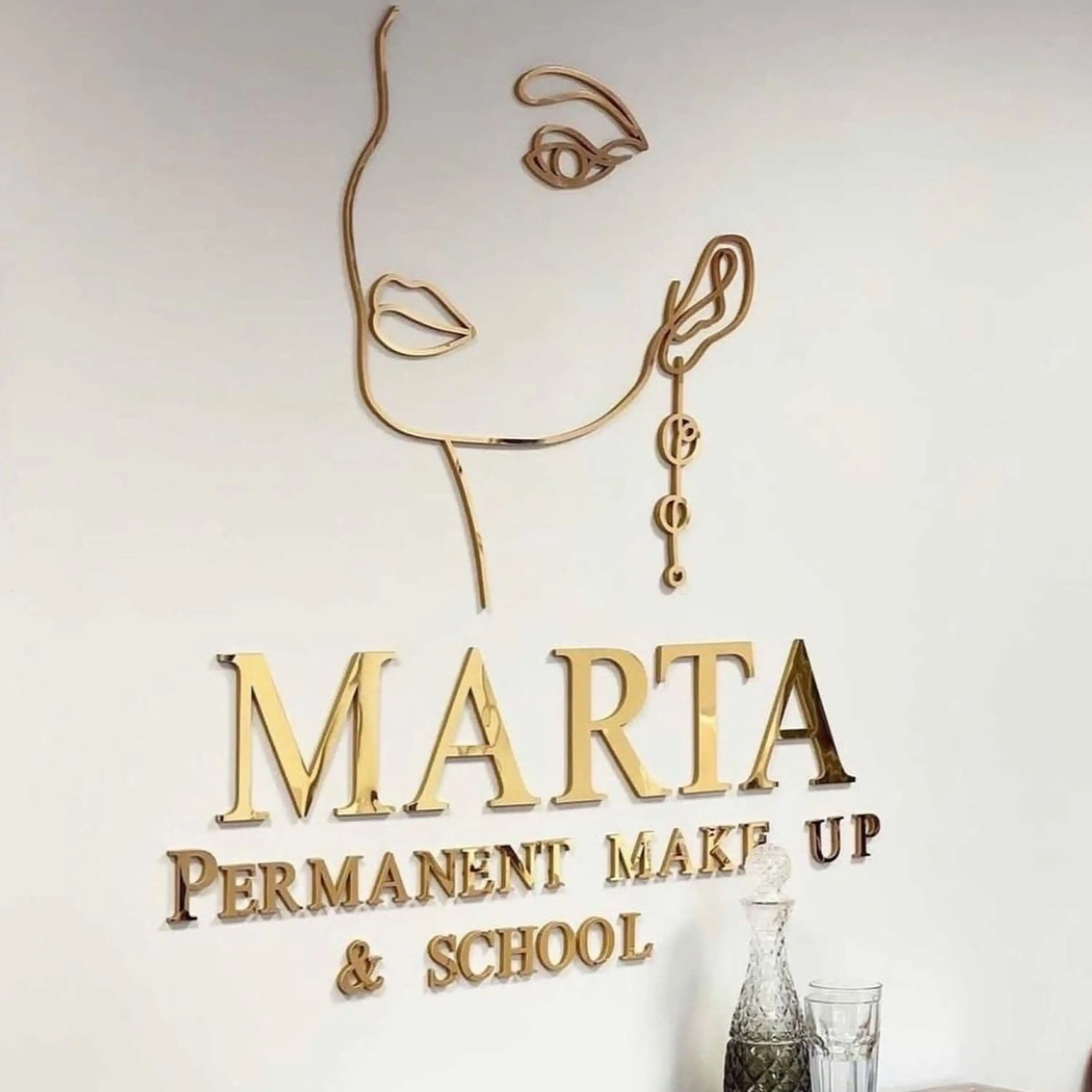 Custom Laser Cut Logo Sign,Lobby Sign, Office DecorOffice Sign for Wall, Office Wall Decor, Brushed Metal Logo,Salon Sign