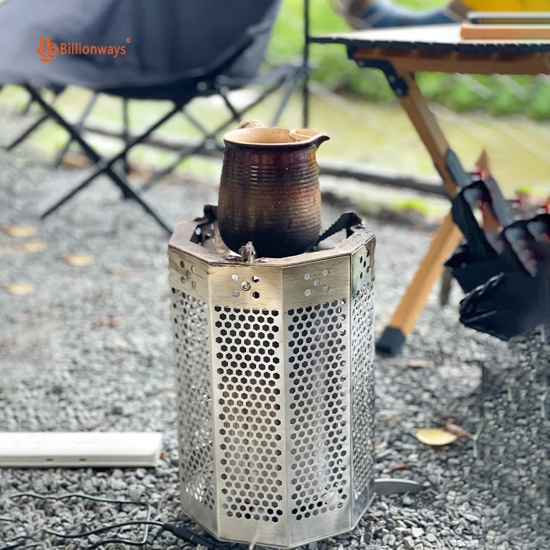 Factory Direct Portable Barbecue Windproof Wood Burning Stoves Stainless Steel Outdoor Camping Picnic Charcoal bbq Grill