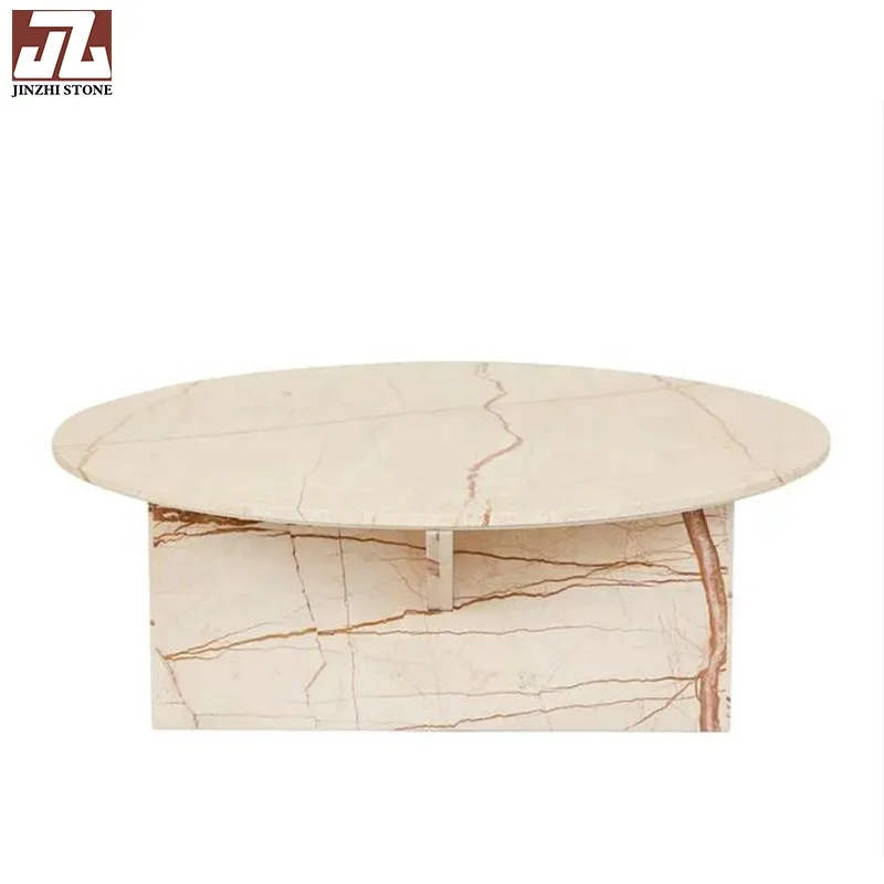 Natural stone calacatta white special shape dining table marble coffee table furniture travertine marble cafe table for home