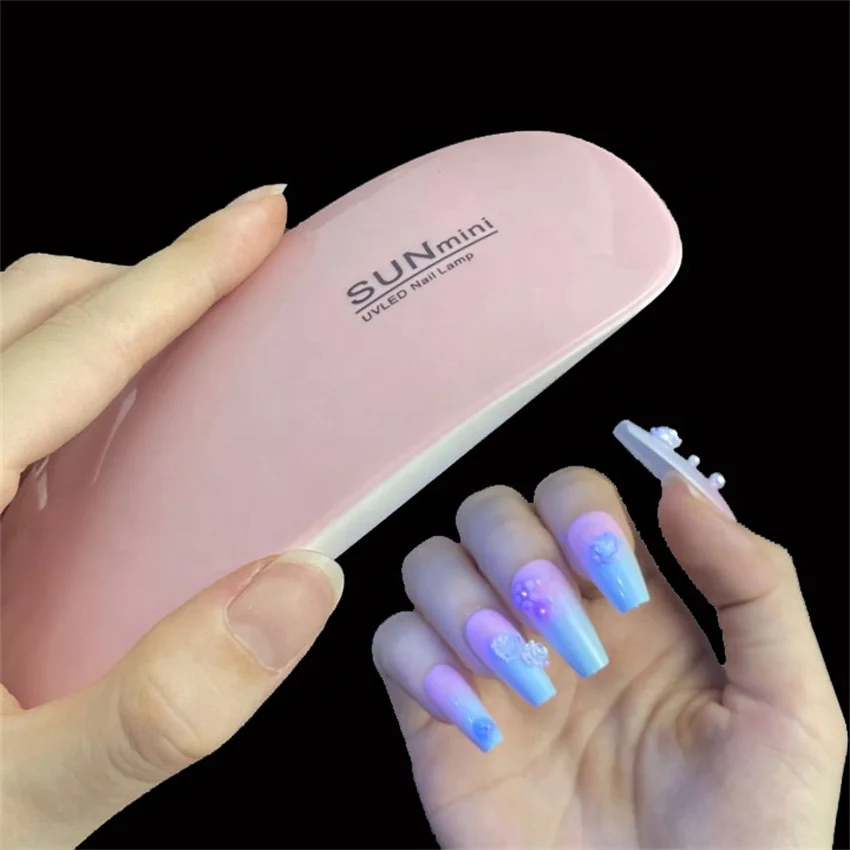 6W Mini White And Nail Polish Uv Gel Led Lamp Portable USB Interface Rechargeable Uv Nails Lamp For Home Use Nail Art Tools