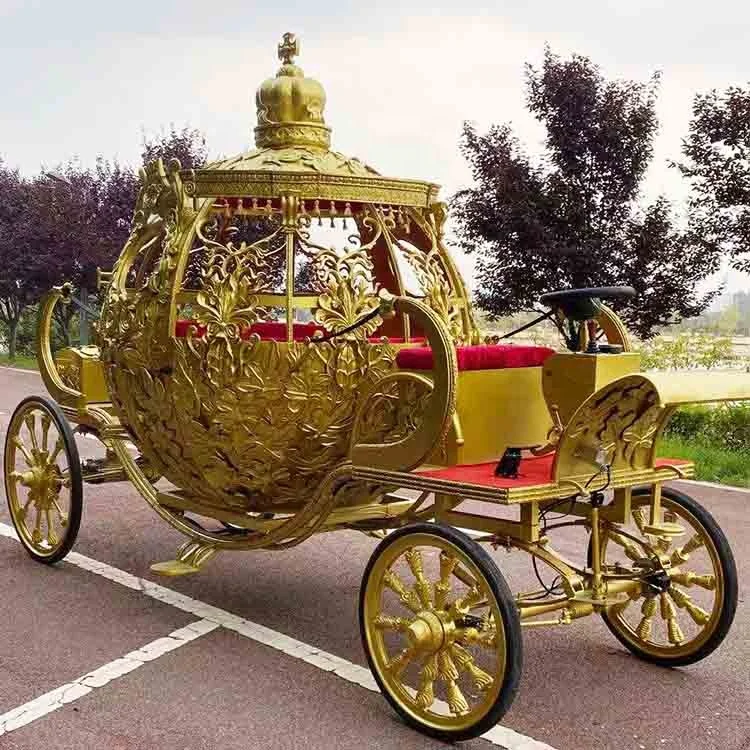 New Design Four Wheels Golden Wedding Cinderella Horse Carriage for Sale