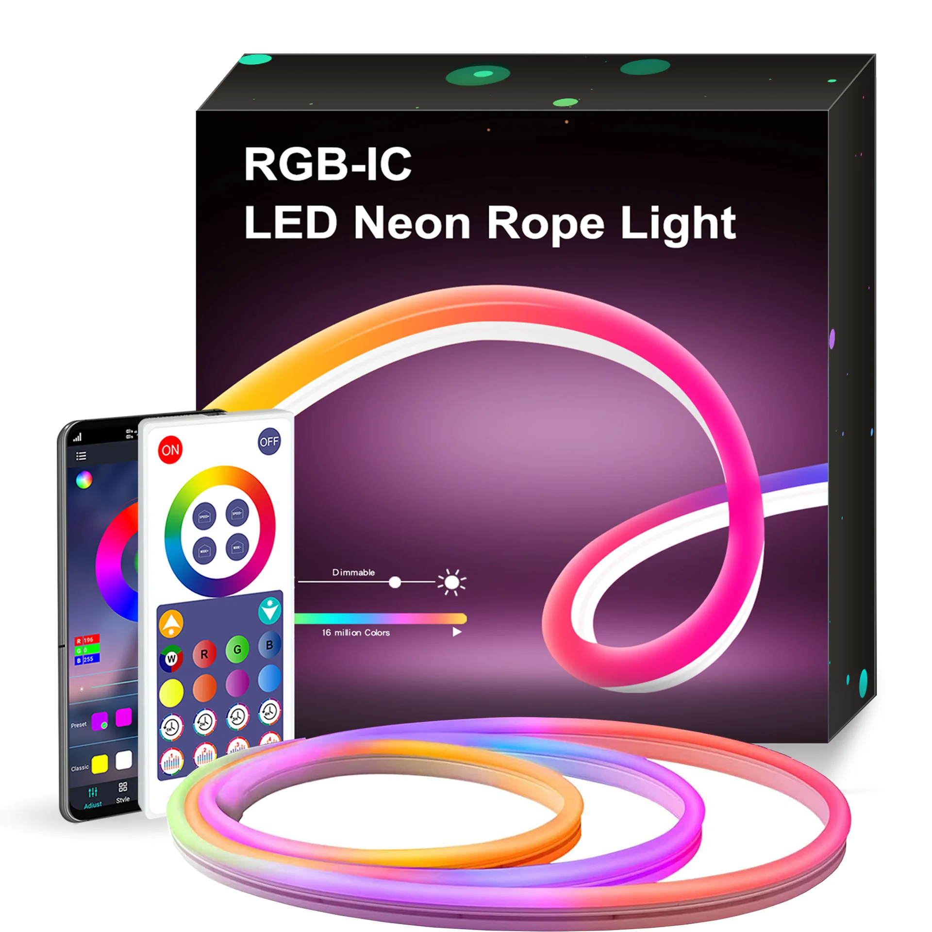 12V rgbic LED неоновая Светодиодная лента веревки света с музыкальной синхронизации Tuya Smart приложение 16 миллионов возможностью креативного самостоятельного выбора цвета работает Amazon Alexa