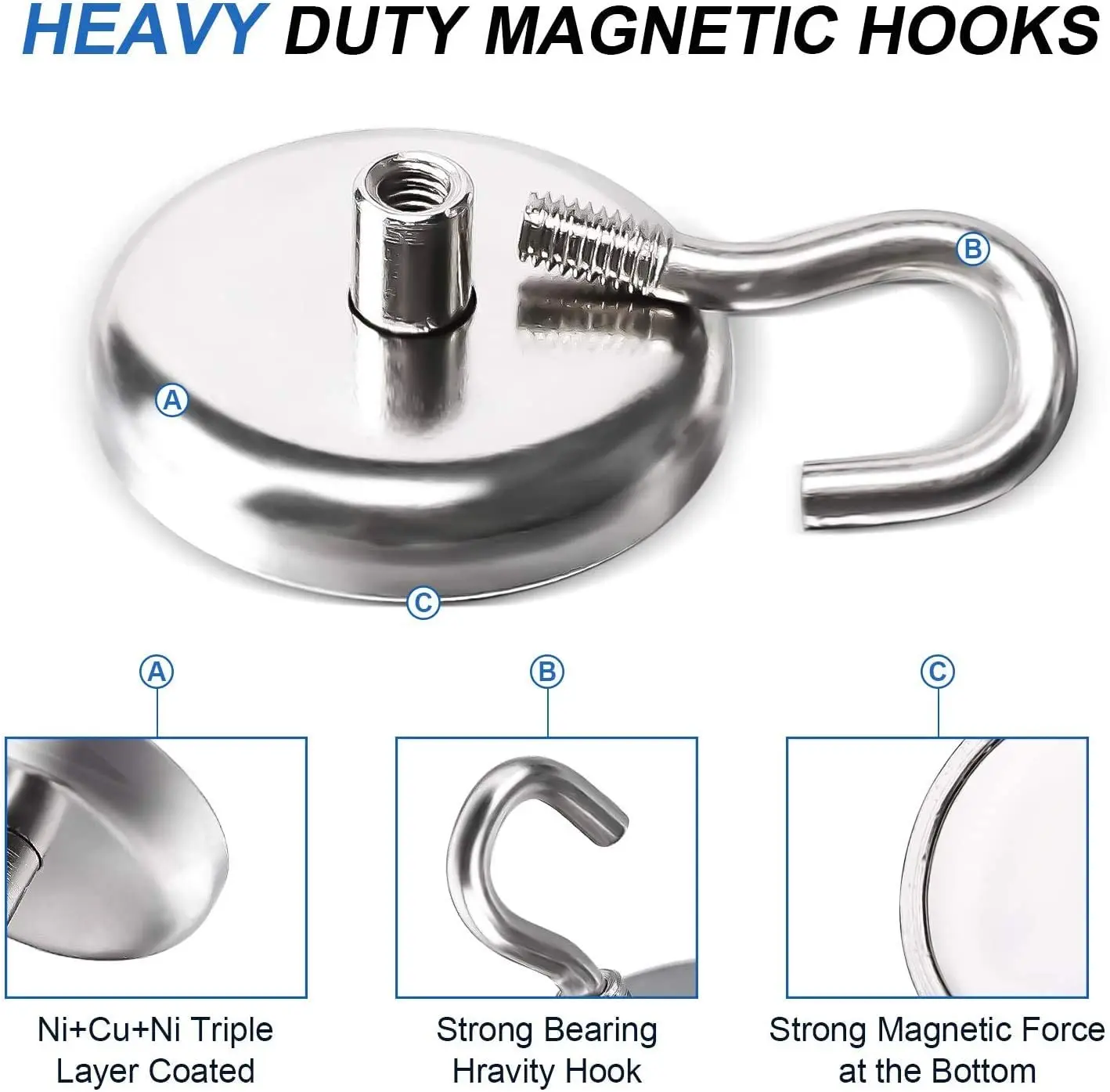 High Quality Cheap Price 25LBS Magnetic Hooks Strong Neodymium Rare Earth Magnet Hooks For Fridge whiteboard
