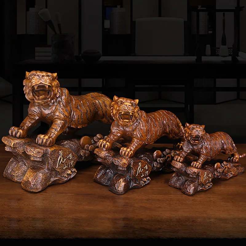 resin Tiger Roaring Mountain and River Tiger Decoration Feng Shui Home Decoration Office Desktop Craft Gifts