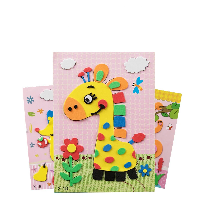 EVA Puzzle toys 3D EVA Foam Cartoon Animals Children Diy Sticker Paster