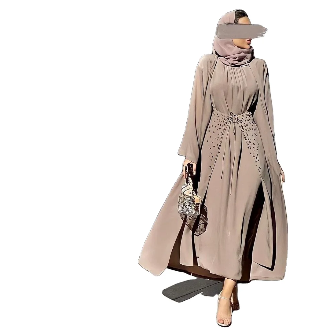 wholesale  Solid color three-piece set  muslim women dress long sleeves