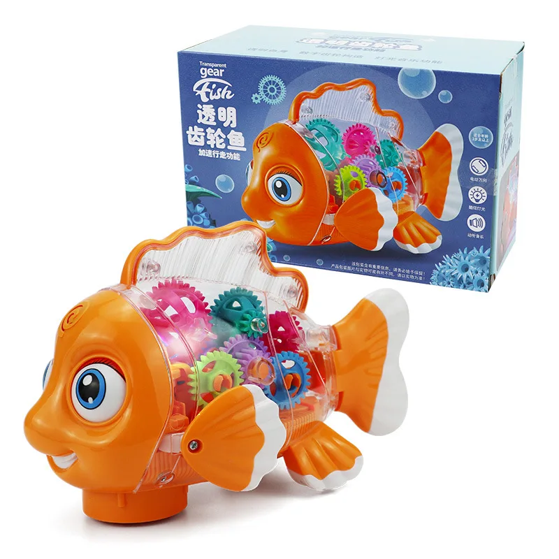 Wholesale funny other music transparent gear universal car vehicle plastic robot lighting fish toy