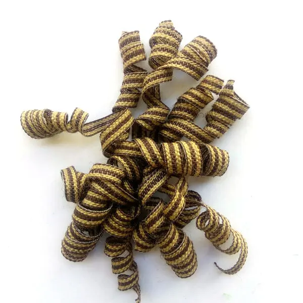 Fall Winter Christmas Theme Gift Box Packaging Decoration Stripes Natural  Hessian Jute Burlap Woven Ribbon Decoration Curly Bow