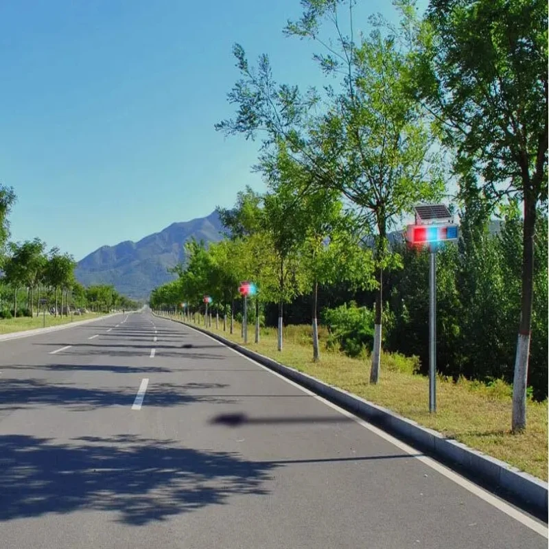 Cross Road Signal Lamp Flashing Emergency Warning Lights Easy Installation Solar Panel LED Traffic Strobe Light