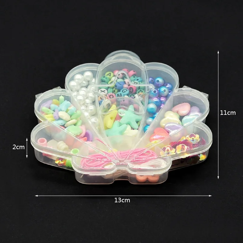 Hot Selling Kids Cartoon Seashells Plastic Acrylic Alphabet Letter Mermaid Color Faux Pearl DIY Beads For Bracelet Making Kit