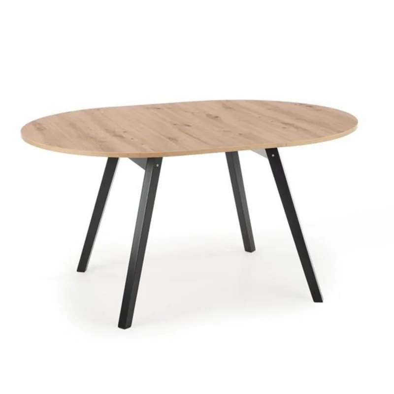 Black And Wood Extendable Round Kitchen Dining Table