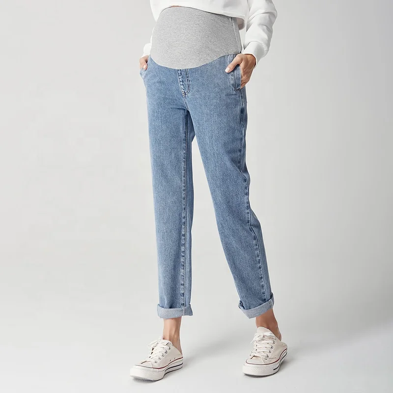 High Waist Pregnancy Clothes Trousers Mother Women Jeans Denim Elastic Maternity Pants Jeans Plus Size