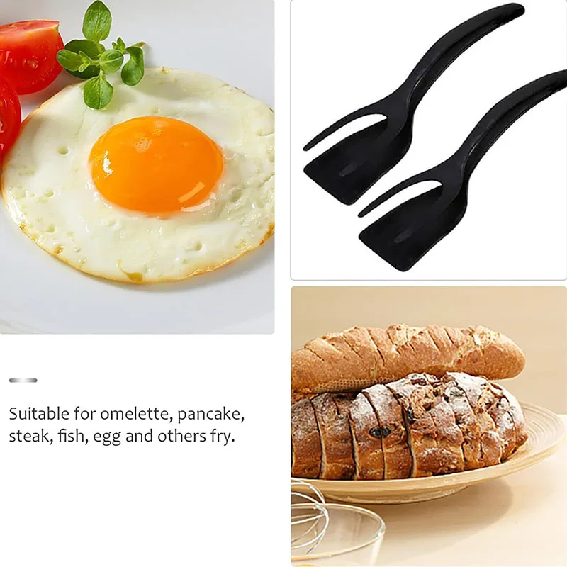Food Grade 2 in 1 Grip and Flip Spatula Tongs Egg Flipper Spatula Spatula Tongs for Home Kitchen Cooking Tool