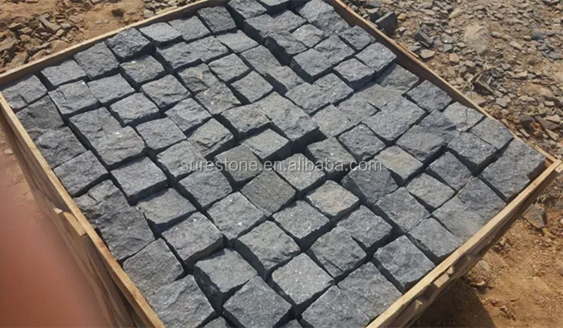 China black basalt cobble stone paving stone granite cube cobblestone 10x10x10 cm