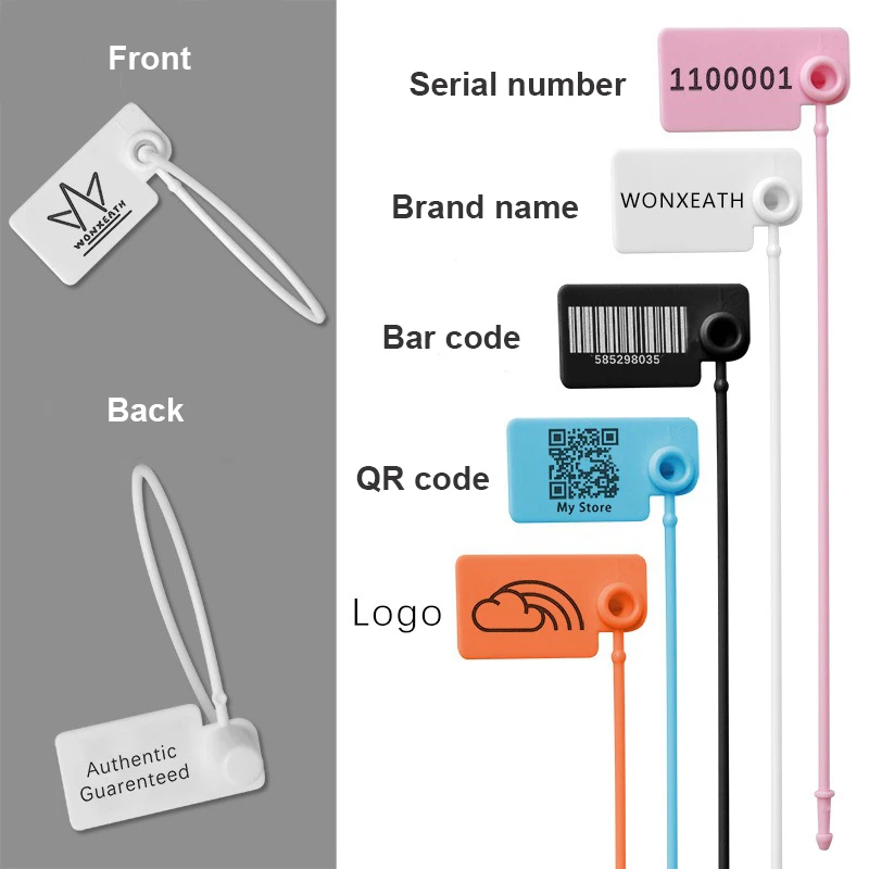 Wholesale Factory Custom Brand Name Logo Hang Tag Anti-theft Clasp Self-locking Disposable PP Plastic Seal For Clothing Shoe Bag