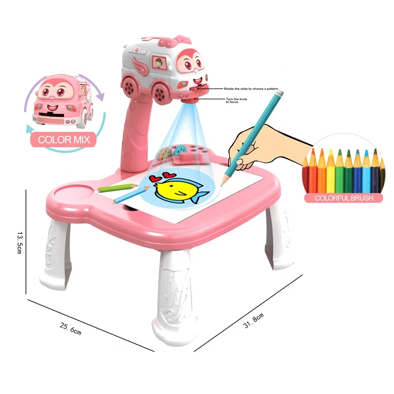 2 IN 1 Learning Play Multi-functional 63 PCS Building Blocks Desk kids project drawing table