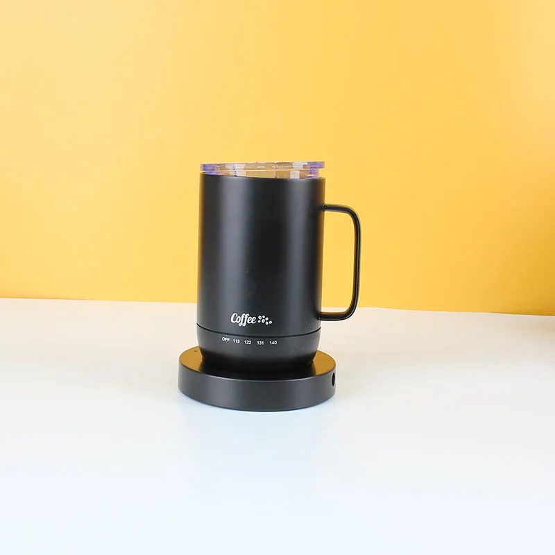 Temperature Control Smart Black Mug 4hr Battery Life 14oz Heated Coffee Mug Smart Temperature Control Ceramic Coffee Mug