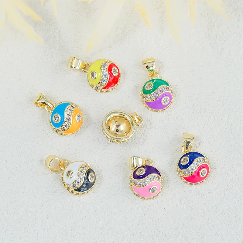 2023 Ying Yang Tai Chi Pendant 18K gold plated Necklace Pendants Jewelry Making DIY Gold Accessories Bracelets Charms CZPendants