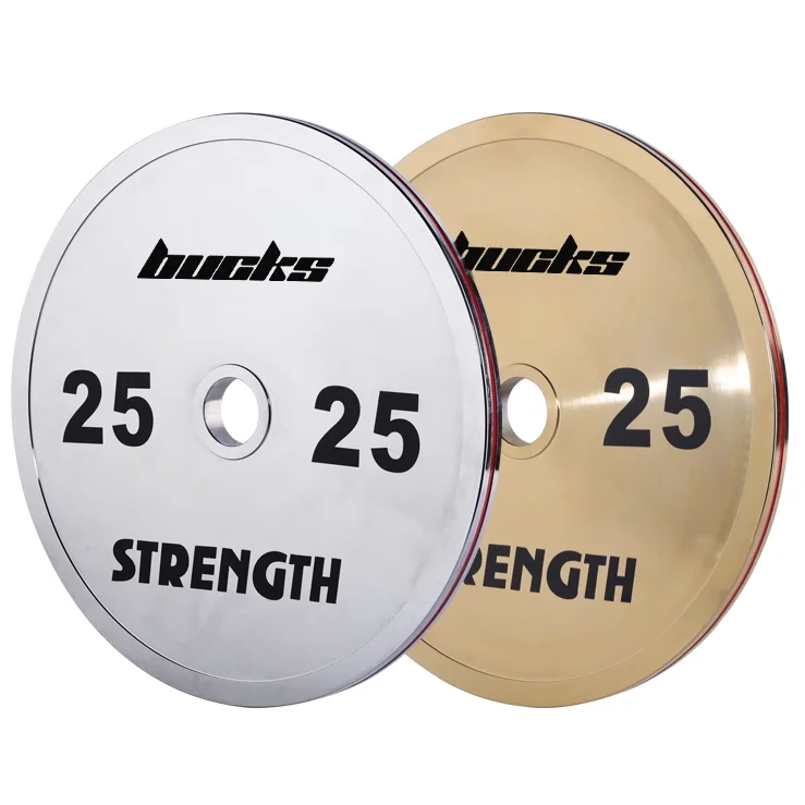 Wholesale high quality Gold Steel Bumpers cast iron barbell home gym equipment barbell with weight plates set
