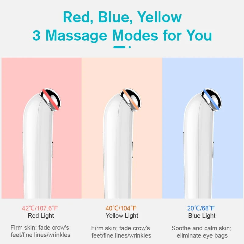 Electric Skin Care Tool Device Vibration Eye And Lip Massager Wand Stick Pen Eye Lip Beauty Enhancer Massager With Heat And Led