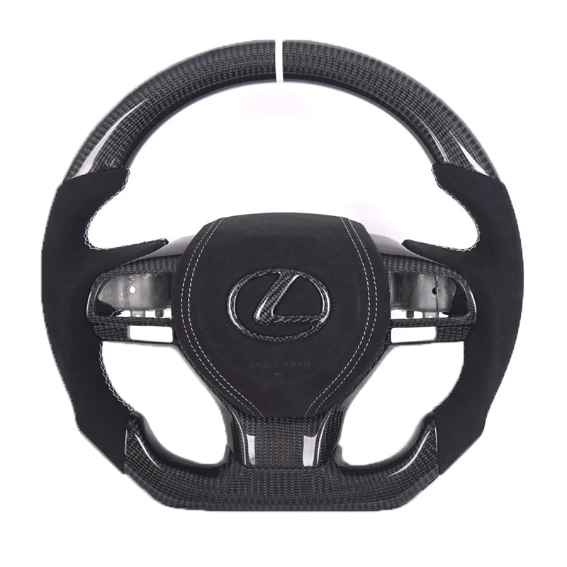 Carbon Fiber Perforated Leather Flat Bottom Plug & Play Custom Steering Wheel For Lexus RX 350