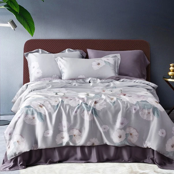 Luxury 100% tencel bedding set newest floral patterns bedsheet set lenzing brand lyocell duvet cover set