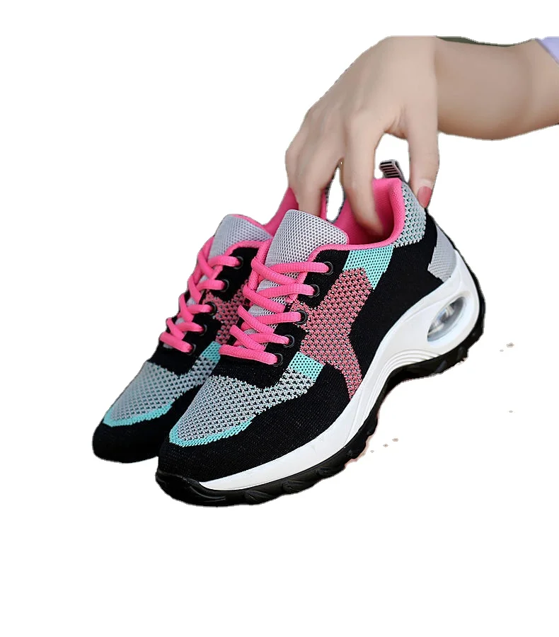 china suppliers girl non-slip purple mesh running shoes ladies open shoes casual height increasing women walking style shoes