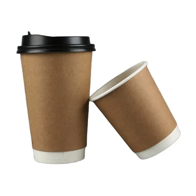 4Oz 8Oz 12Oz 16Oz Custom Logo Disposable Single Double Wall Paper Coffee Cups With Lids