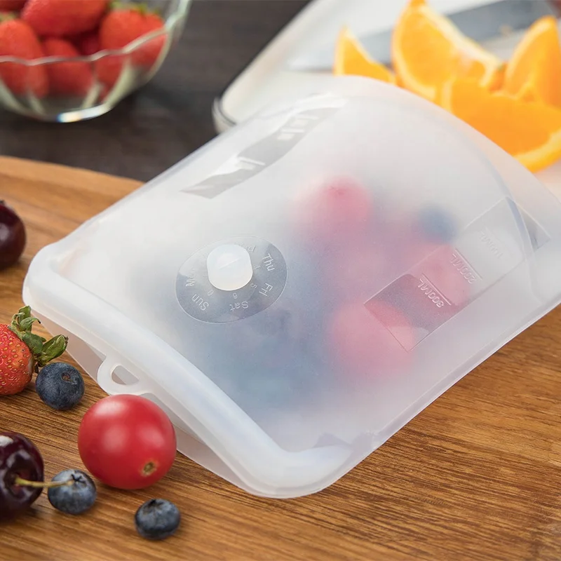 China High Quality 100% Reusable Silicone Food Bag Food Storage Bag Set For Kitchen Use