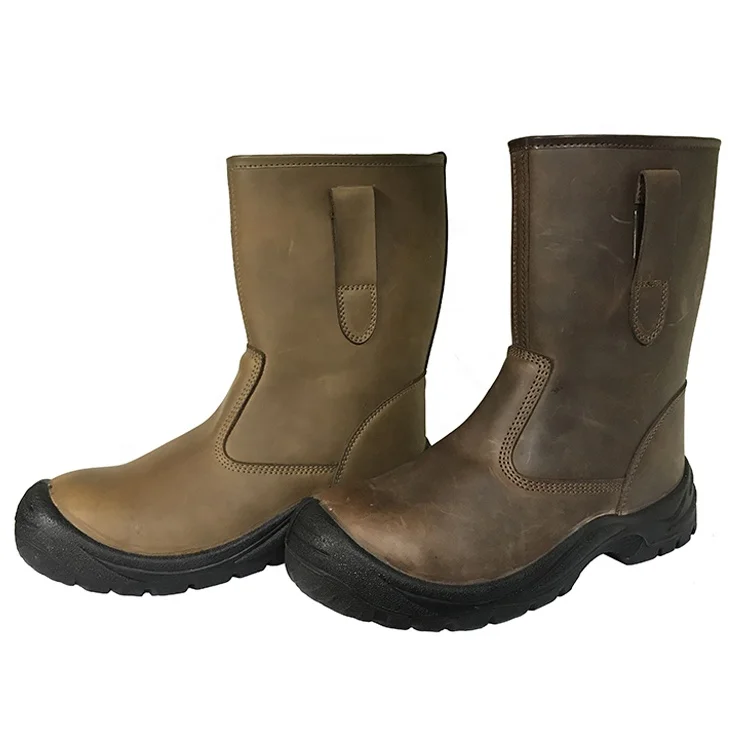CE approved anti slip oil proof S1P SRC leather welding boots anti-static puncture resistant steel toe high rigger boots