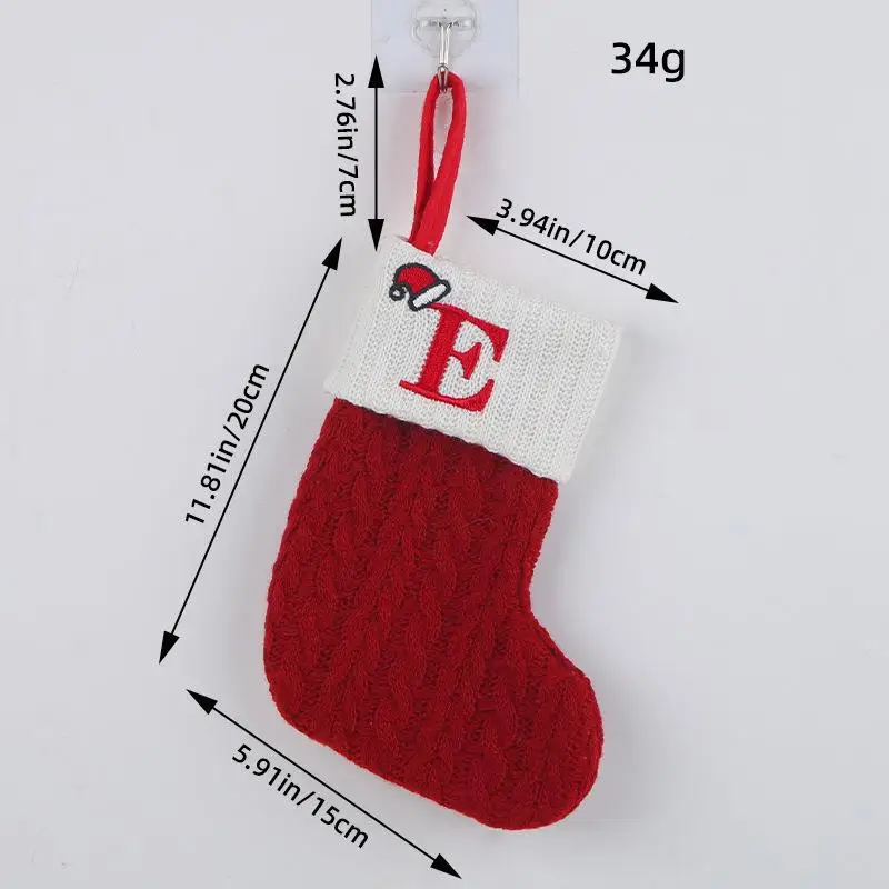 Hot Selling Classic Red Letter Christmas Socks Woolen Knitted Christmas Socks Festive Christmas Pendant Decoration Wholesale