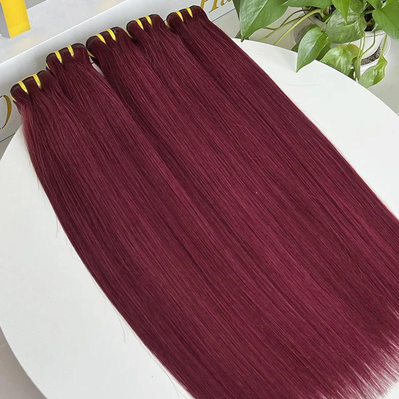 Colored Bundle Raw Vietnamese Human Hair 10A Grade Color 99J Burgundy SDD Double Drawn Straight Bundle