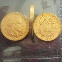 Reproduction France 1870 20 Francs - Napoleon III Gold Plated Coins Lettered Edge