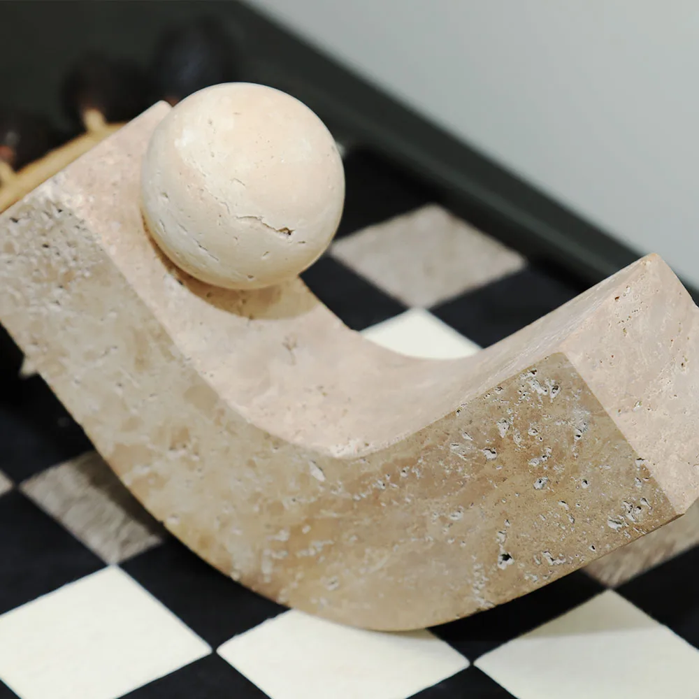 Simple Creative Wabi-Sabi Wind Yellow Cave Stone Ball Polished Geometric Curved Decoration Home Jewelry-Model House Sales