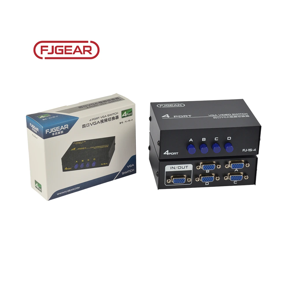 FJGEAR VGA Switch audio 4x1 1080p vga switch 4 in 1 out