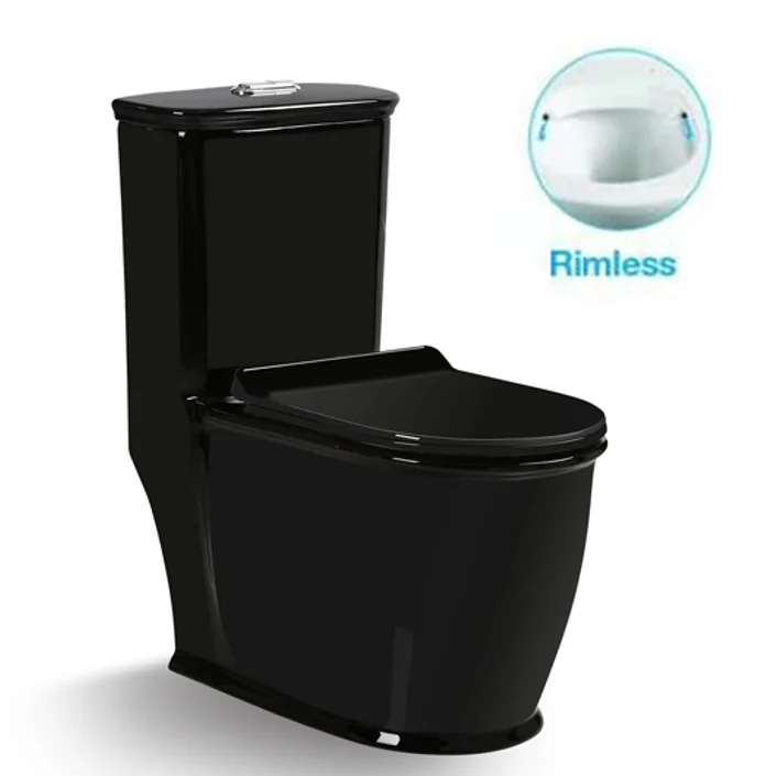 Black Sanitary Ware Bathroom Ceramic Tornado one piece Toilet From Chaozhou