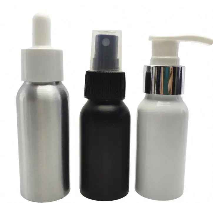 30ml 50ml 60ml 100ml 250ml gold coated uv aluminum bottle with aluminium screw top MAB-69C