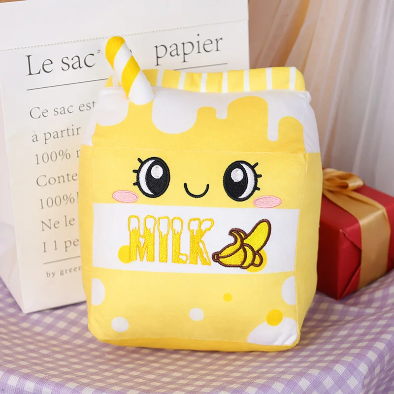 Milk Tea design plush toy pillow cute milk strawberry stuffed toy home pillow banana milk plush toy