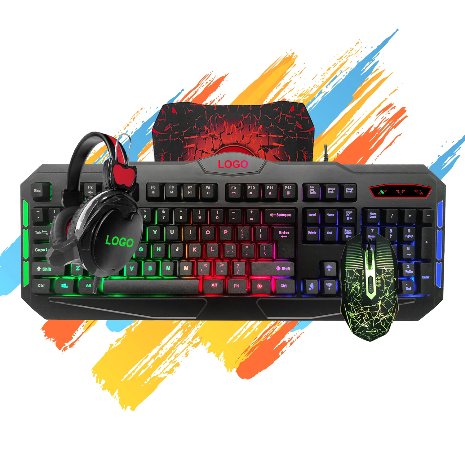 2021 Best Gift Chinese Original Factory OEM Gaming Set 4 in 1gaming keyboard bundle