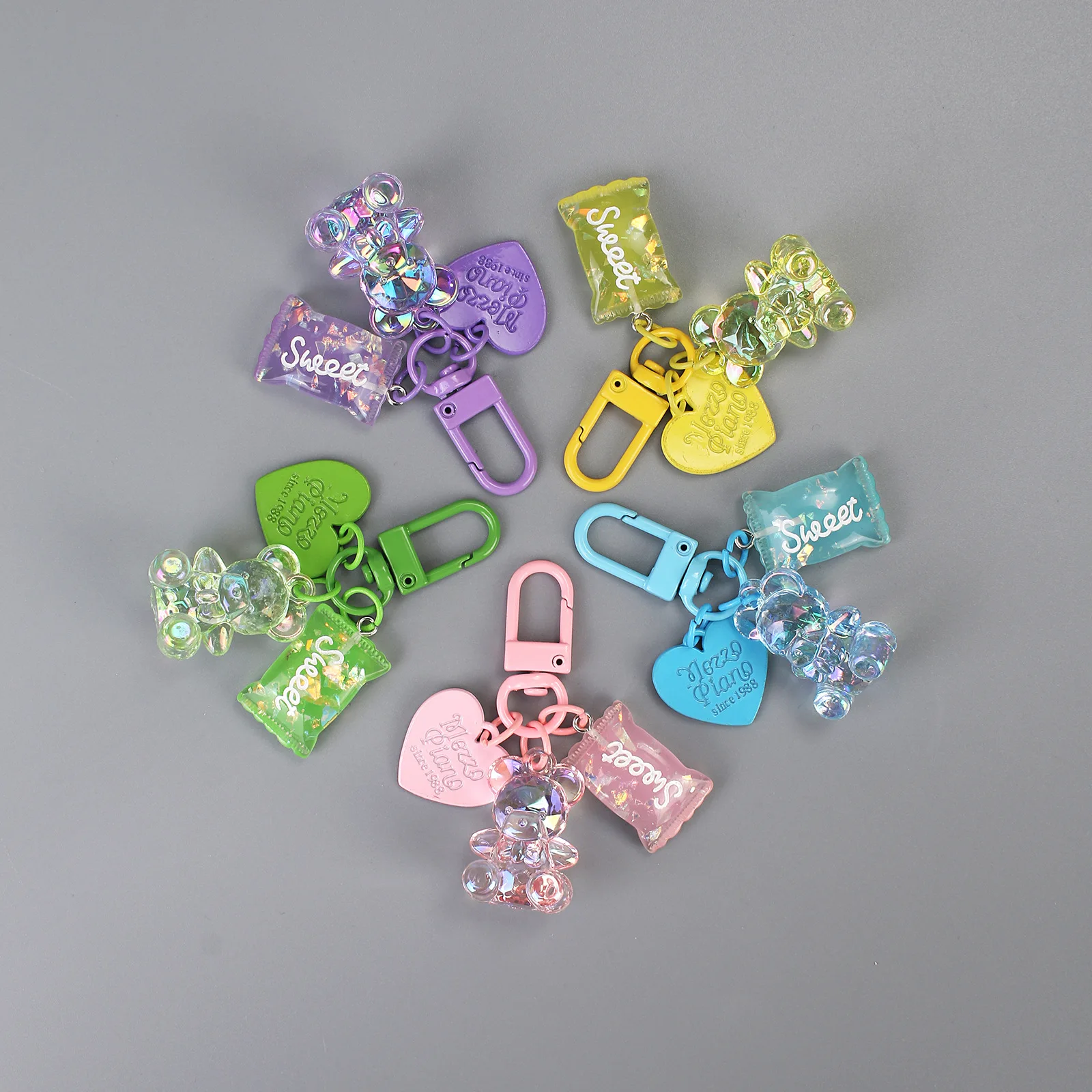 Resin Candies Keychains Metal charm Key Holder Acrylic animal Pendent Accessory for children gifts
