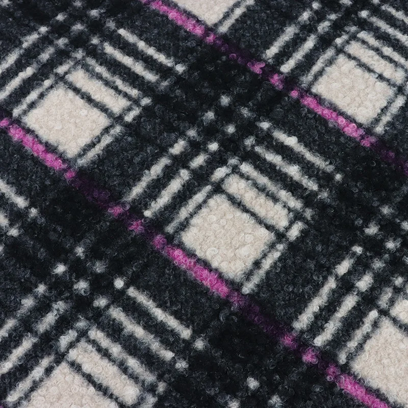 High quality wholesale custom polyester comfortable boucle tweed woolen knitting fleece fabric for women winter clothes