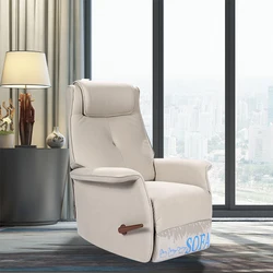 Living Room Furniture Brown Push Back Single Seat Manual Recliner Chair With Wooden Handle