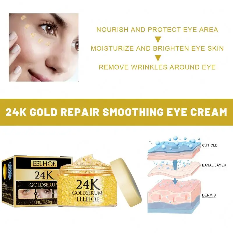 2024 Popular EELHOE Aging Delaying 24K Gold Deeply Repairing Smoothing Tendering Eye Cream