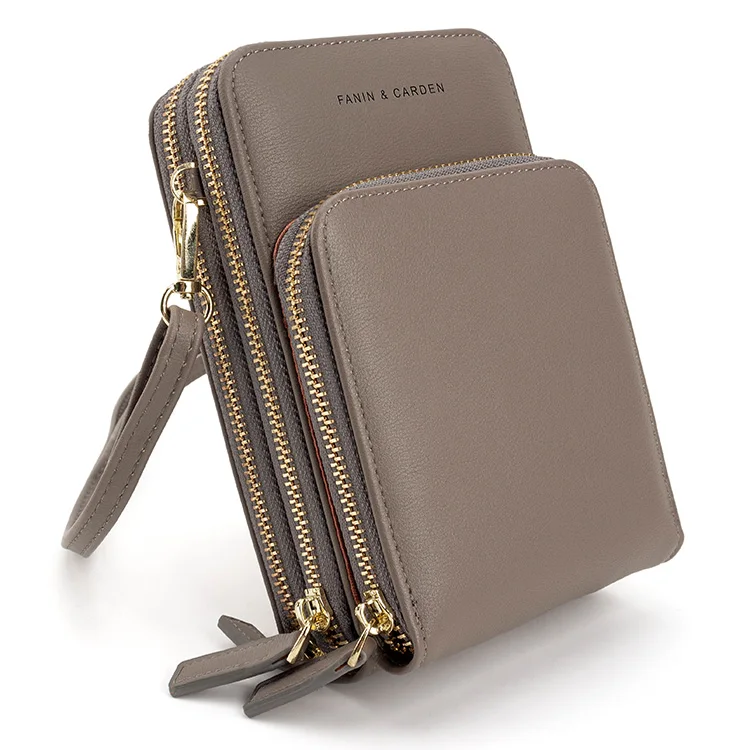 Factory Own Design Pu Leather Credit Card Holder Shoulder Bag Multi Cellphone Pocket Shoulder Bag