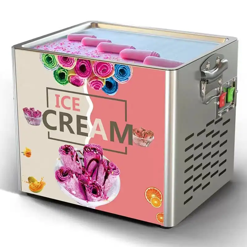 High Quality Table Top Mini Pan Fry Fried Ice Cream Roll Making Machine