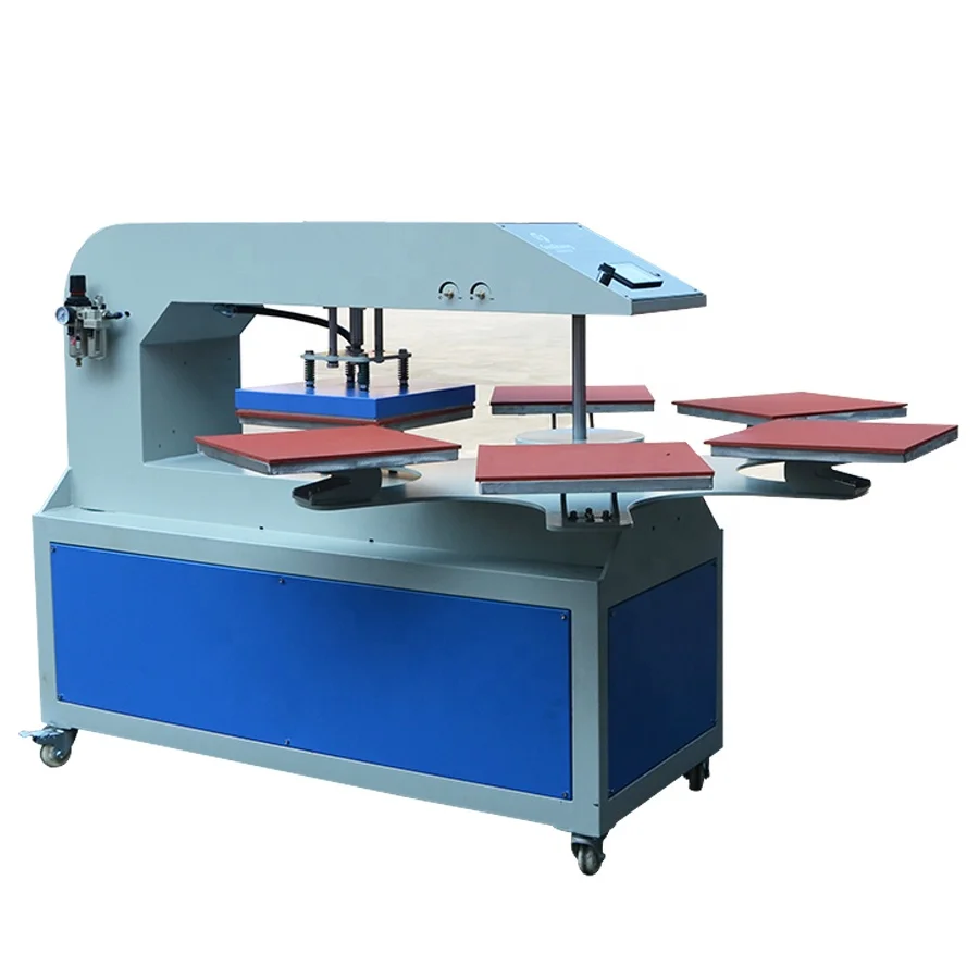 15*15in factory price automatic pneumatic sublimation rotary six worktable heat press machine for t shirt jeans shoes jacket
