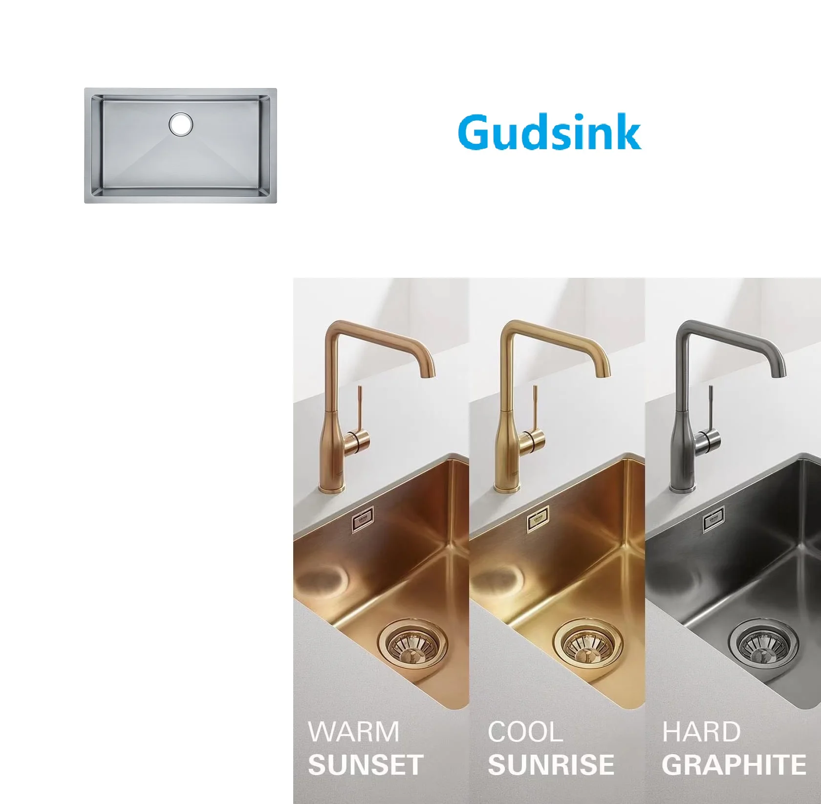 Gudsink black gold undermount handmade stainless steel kitchen  farmhouse sink ferreteria