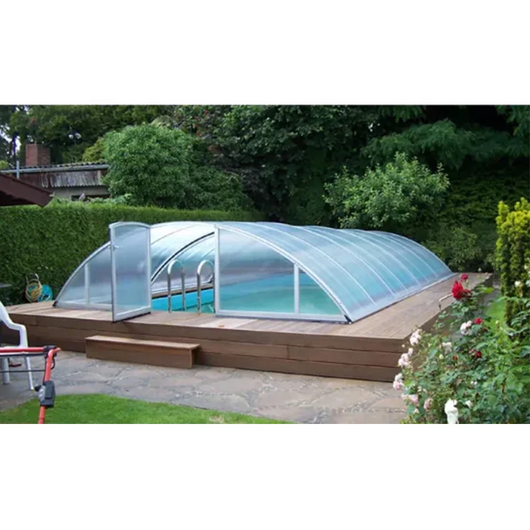 HOT SALE Medium Line Arc Telescopic Swimming Pool Enclosures PC sheet Aluminium alloy